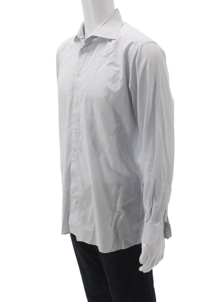 Eton Men's Long Sleeves Button Down Blue Stripe Shirt Size 42