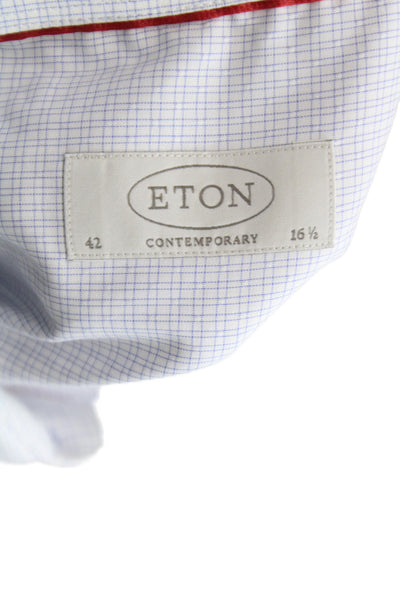 Eton Men's Long Sleeves Button Down Blue Stripe Shirt Size 42