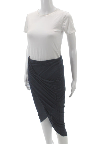 Helmut Lang Womens Blue Micro Modal Wrap Midi Skirt Size S