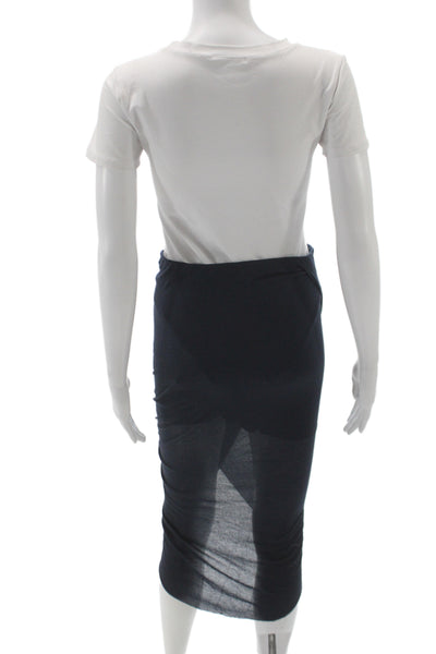 Helmut Lang Womens Blue Micro Modal Wrap Midi Skirt Size S