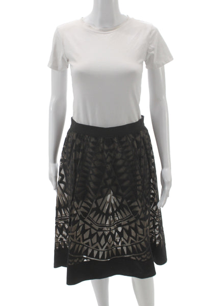 BCBGMAXAZRIA Womens A-Line Cotton Midi Skirt Black Size XS