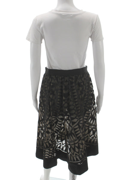 BCBGMAXAZRIA Womens A-Line Cotton Midi Skirt Black Size XS