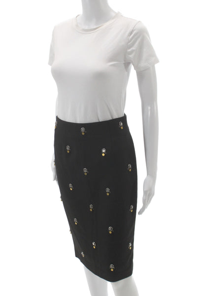 Elizabeth and James Womens Black Embellished Pencil Skirt Knee-Length Size 4