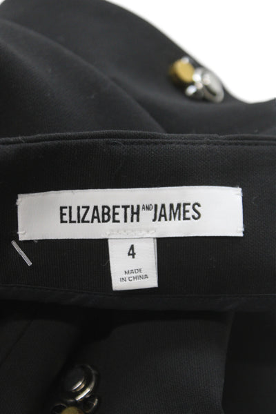 Elizabeth and James Womens Black Embellished Pencil Skirt Knee-Length Size 4