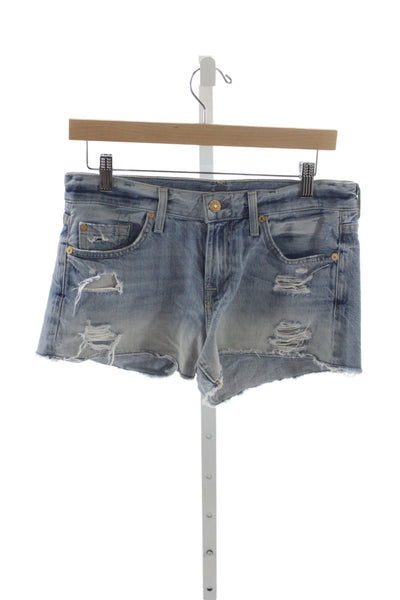 7 For All Mankind Women Cut-Off Blue Cotton Shorts Size 26