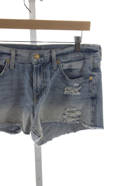 7 For All Mankind Women Cut-Off Blue Cotton Shorts Size 26
