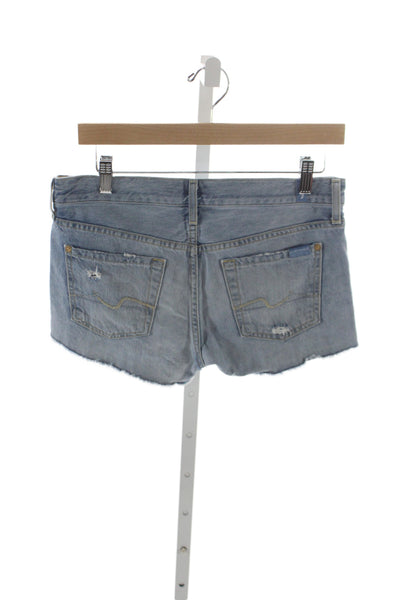 7 For All Mankind Women Cut-Off Blue Cotton Shorts Size 26