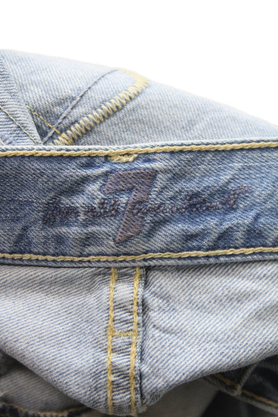7 For All Mankind Women Cut-Off Blue Cotton Shorts Size 26
