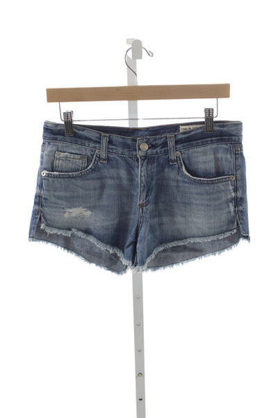 Rag & Bone Womens Cut-Off Shorts Blue Cotton Button Solid Casual Size 26