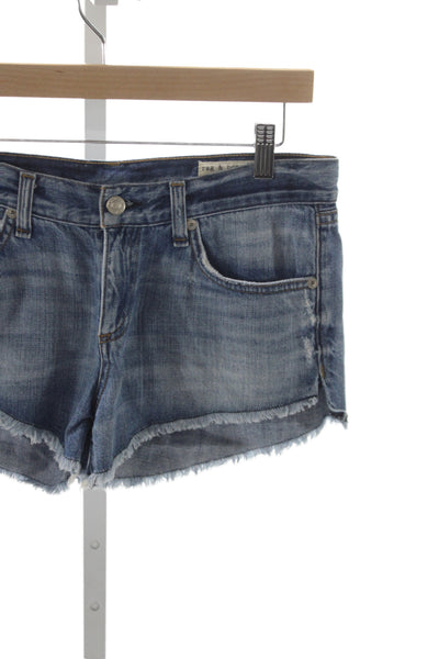 Rag & Bone Womens Cut-Off Shorts Blue Cotton Button Solid Casual Size 26