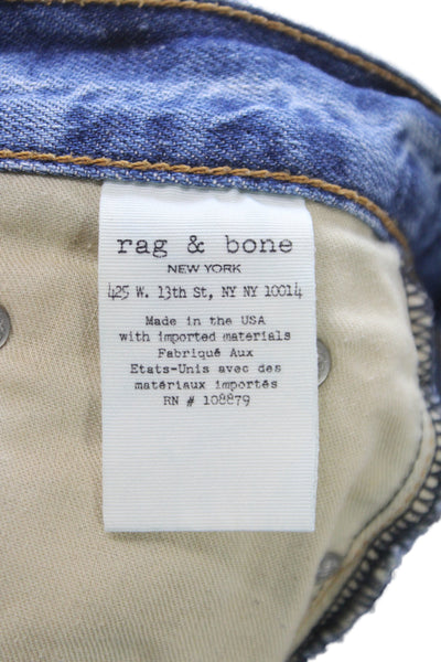 Rag & Bone Womens Cut-Off Shorts Blue Cotton Button Solid Casual Size 26