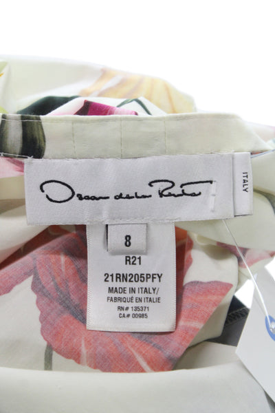 Oscar de la Renta Women Shirt Dress Ivory Long Sleeve Cotton Size 8