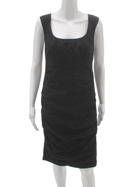 Eileen Fisher Women Sheath Dress Black Cotton Scoop Neck Knee Length Size 6
