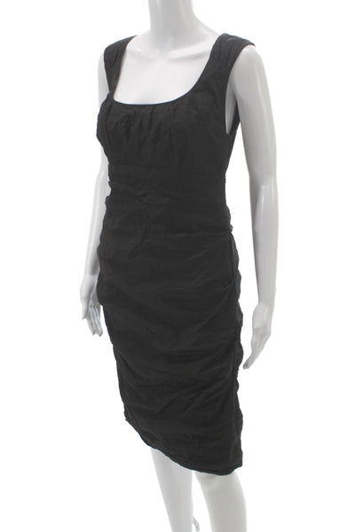 Eileen Fisher Women Sheath Dress Black Cotton Scoop Neck Knee Length Size 6