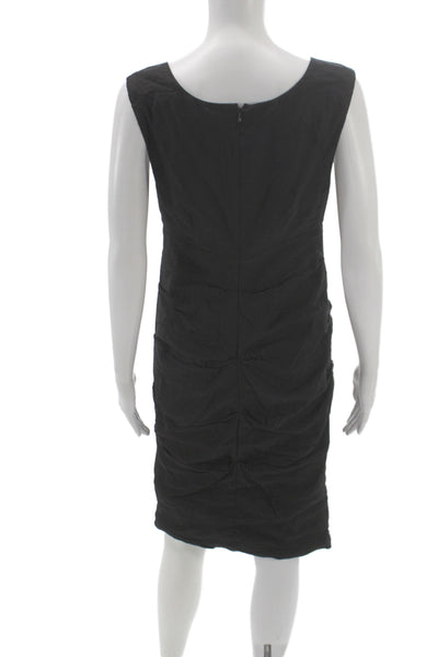 Eileen Fisher Women Sheath Dress Black Cotton Scoop Neck Knee Length Size 6
