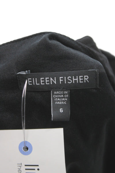 Eileen Fisher Women Sheath Dress Black Cotton Scoop Neck Knee Length Size 6