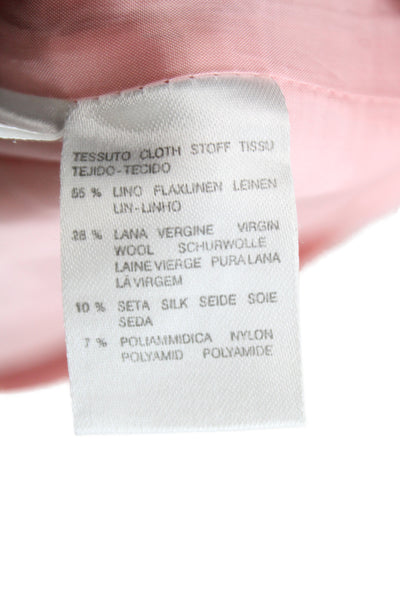 Max Mara Womens Basic Jacket Pink Button Long Sleeve Solid Linen Size 10