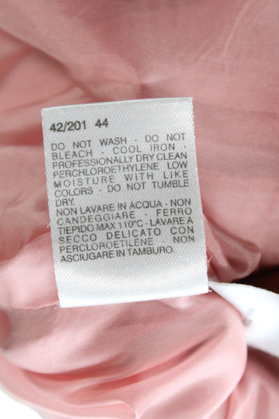 Max Mara Womens Basic Jacket Pink Button Long Sleeve Solid Linen Size 10