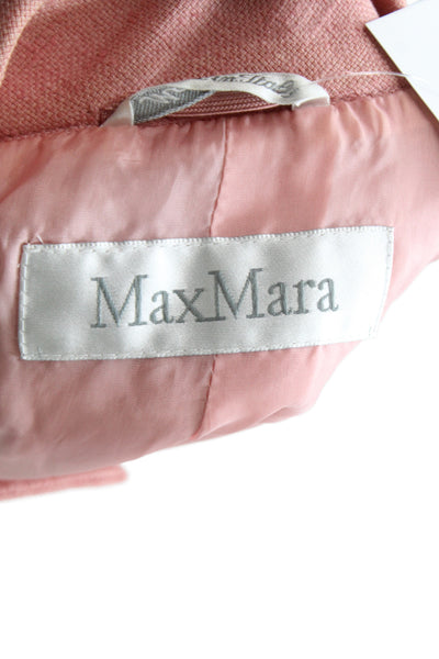 Max Mara Womens Basic Jacket Pink Button Long Sleeve Solid Linen Size 10