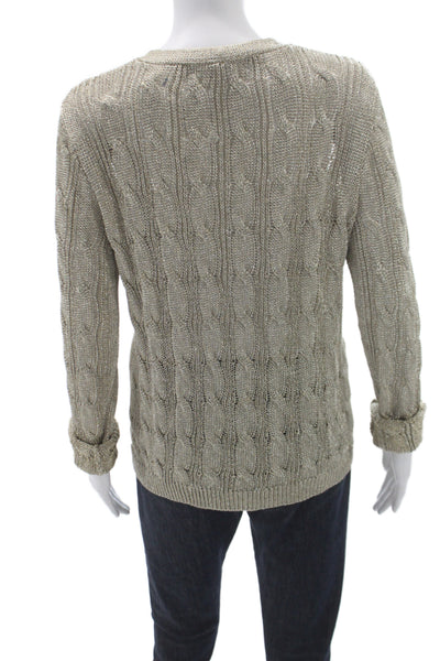 Ralph Lauren Black Label Women Gold V-Neck Cardigan Long Sleeve Size L