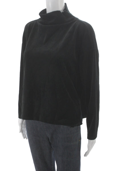 Eileen Fisher Womens Black Cowl Neck Pullover Sweater Organic Cotton Size S