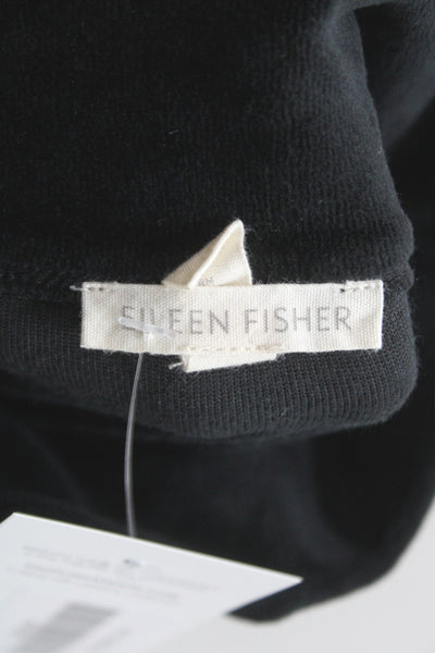 Eileen Fisher Womens Black Cowl Neck Pullover Sweater Organic Cotton Size S