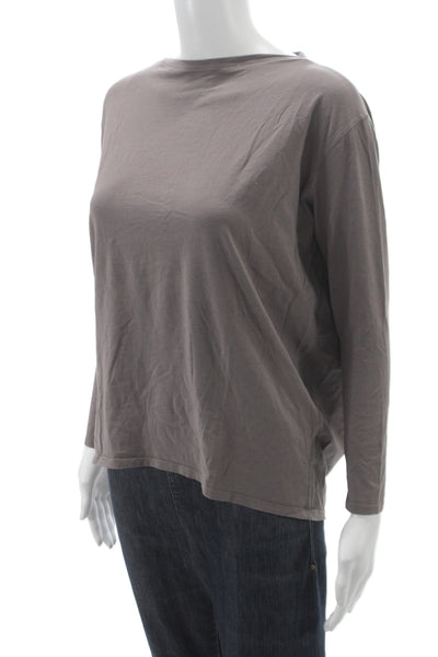 Lululemon Womens Brown Pullover T-Shirt Boat Neck 3/4 Sleeve Cotton Size 4