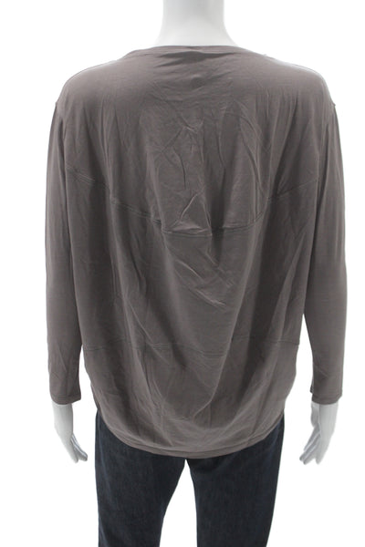Lululemon Womens Brown Pullover T-Shirt Boat Neck 3/4 Sleeve Cotton Size 4