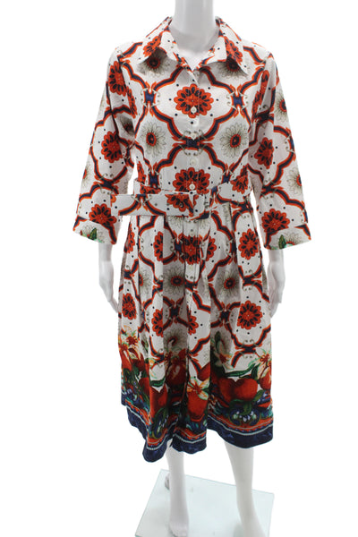 Samantha Sung Womens Shirt Dress Floral Multicolor 3/4 Sleeve Size 14