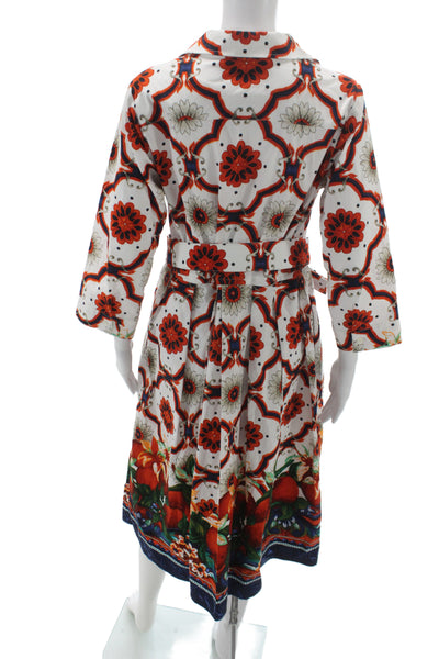Samantha Sung Womens Shirt Dress Floral Multicolor 3/4 Sleeve Size 14