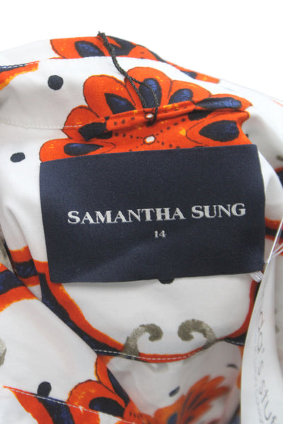 Samantha Sung Womens Shirt Dress Floral Multicolor 3/4 Sleeve Size 14