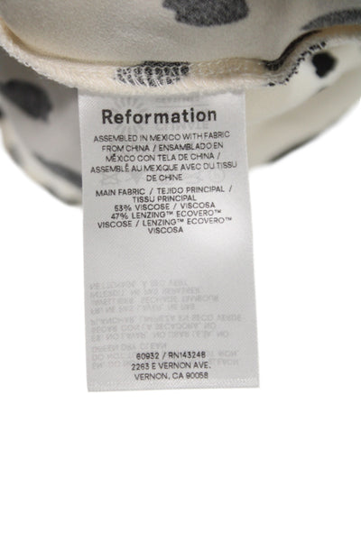 Reformation Womens Slip Dress Black Animal Print Viscose Above Knee Size L