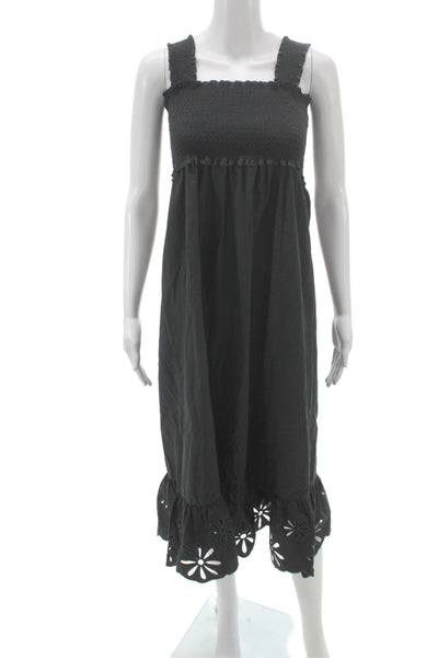 Rails Women Boho Sundress Black Square Neck Sleeveless Organic Cotton Size S