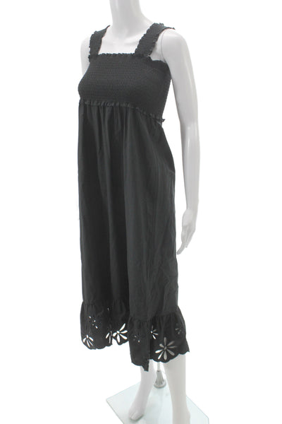 Rails Women Boho Sundress Black Square Neck Sleeveless Organic Cotton Size S
