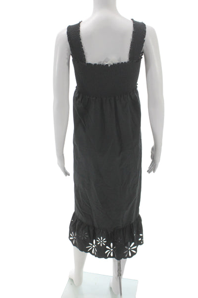Rails Women Boho Sundress Black Square Neck Sleeveless Organic Cotton Size S