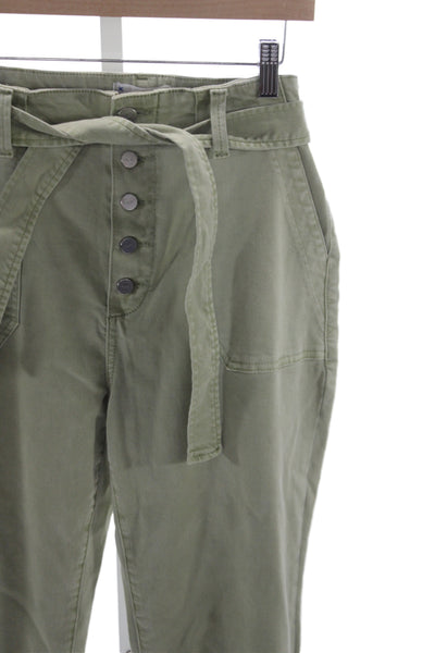 Paige Womens Green Jogger Pants High Rise Button Fly Size 30