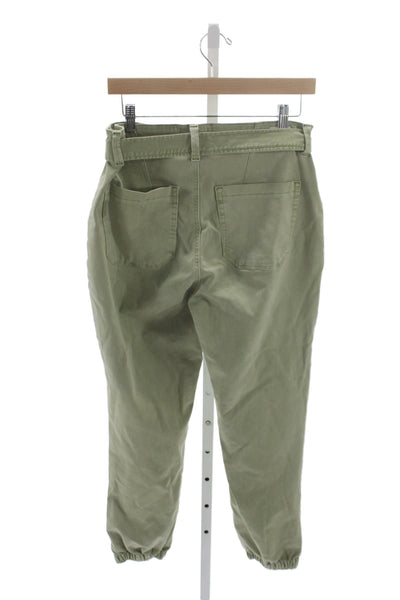 Paige Womens Green Jogger Pants High Rise Button Fly Size 30
