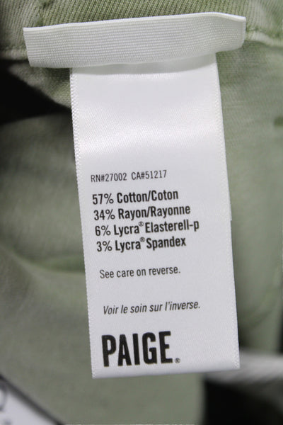 Paige Womens Green Jogger Pants High Rise Button Fly Size 30