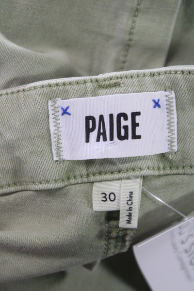 Paige Womens Green Jogger Pants High Rise Button Fly Size 30