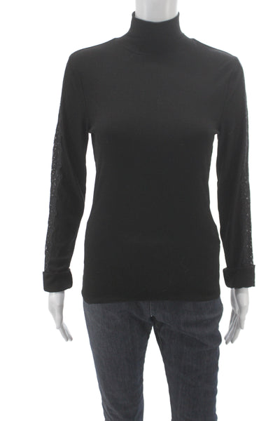 Paige Womens Black Modal Turtleneck Long Sleeve Basic Blouse Size S