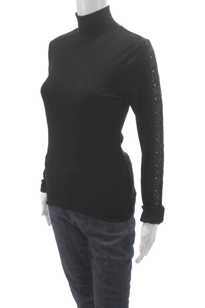 Paige Womens Black Modal Turtleneck Long Sleeve Basic Blouse Size S