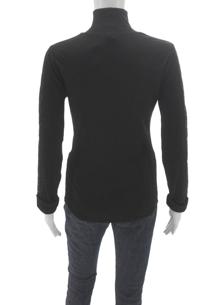 Paige Womens Black Modal Turtleneck Long Sleeve Basic Blouse Size S