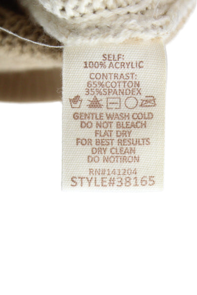 Hem & Thread Womens Pullover Sweater Crewneck Long Sleeve Beige Size M