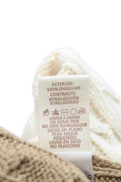 Hem & Thread Womens Pullover Sweater Crewneck Long Sleeve Beige Size M