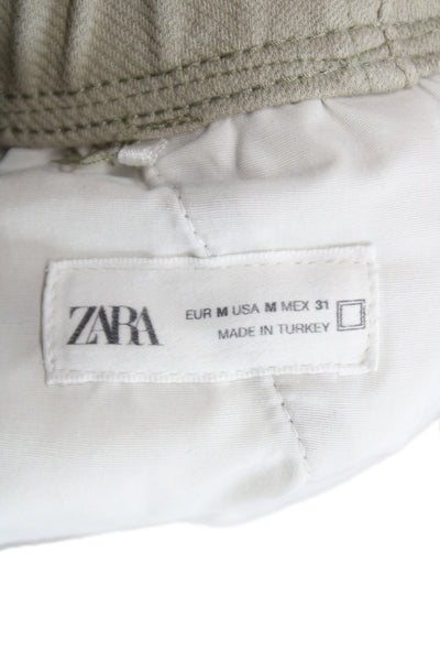 Zara Mens Chino Shorts Beige Drawstring Casual Size M