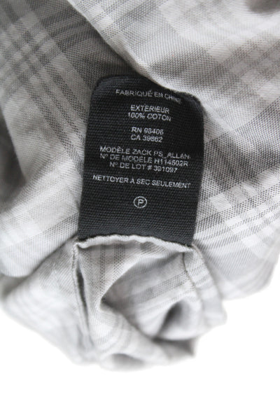 Theory Mens Plaid Collared Long Sleeve Button-Down Shirt Gray Size L
