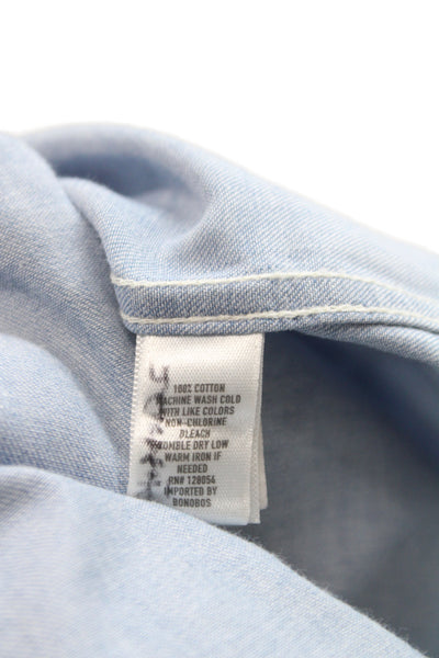 Bonobos Mens Cotton Collared Long Sleeve Button-Down Shirt Blue Size L