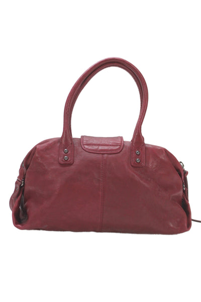 Botkier Womens Leather Multi Pocket Zipper Top Handle Handbag Red