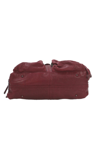 Botkier Womens Leather Multi Pocket Zipper Top Handle Handbag Red