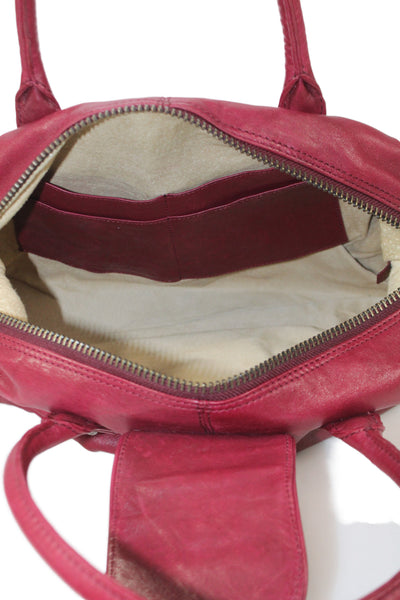 Botkier Womens Leather Multi Pocket Zipper Top Handle Handbag Red